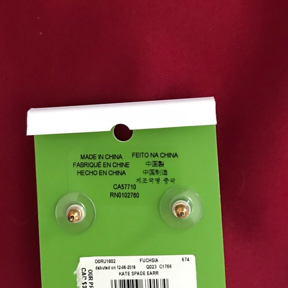 NWT Kate Spade Fuschia Earrings, Dust Bag & Box - Picture 6 of 6